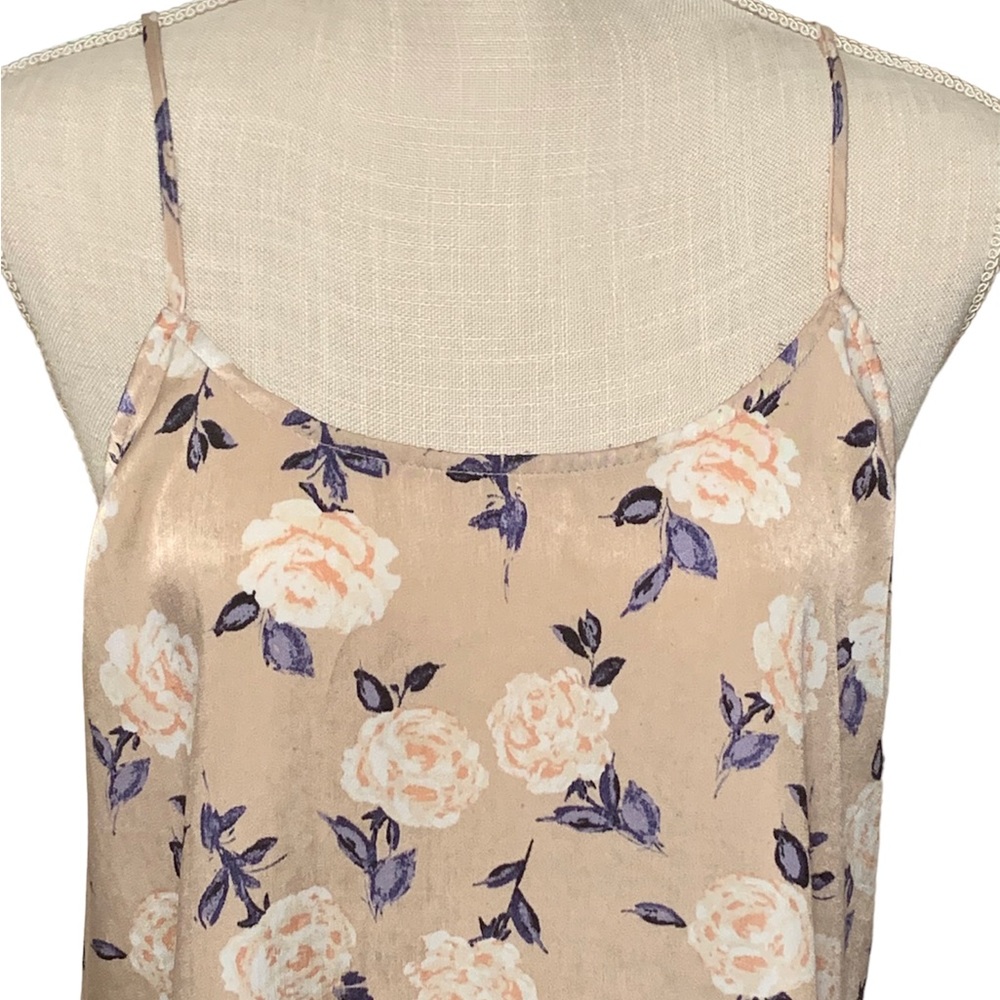 Trixxi Women's Floral Print Spaghetti Strap Slip Dress Size L Pink Blue Sundress